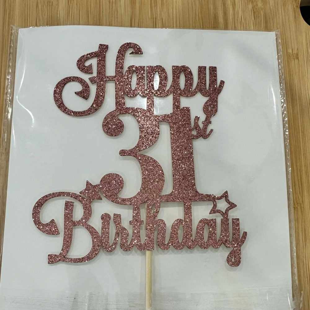 Glittery Pink 'Happy 31st Birthday' Cake Topper